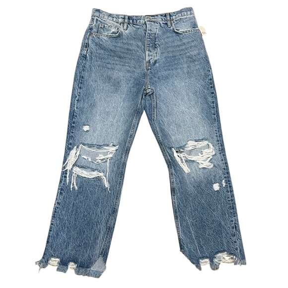 WE The FREE PEOPLE NWT Tapered Baggy Boyfriend High Rise Jeans Sz 31 Distressed - Picture 4 of 15